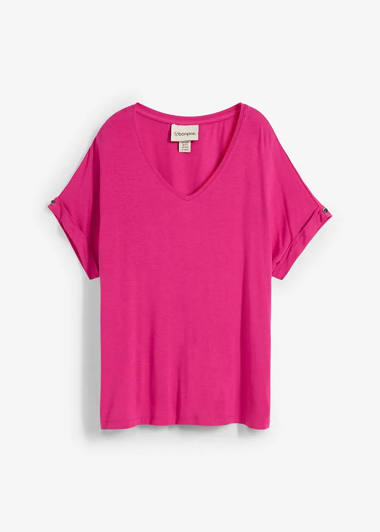 bonprix Oversize-Shirt mit V-Ausschnitt - pink - Damen