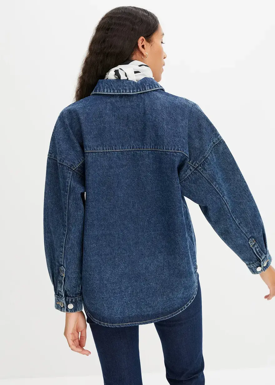 Bonprix Oversized Overshirt Aus Jeans - Blau - Damen