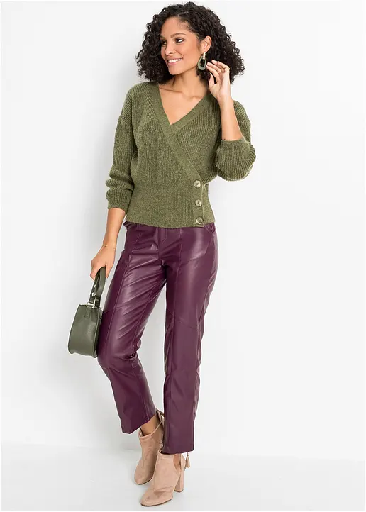 Bonprix Pullover In Wickeloptik - Grün - Damen