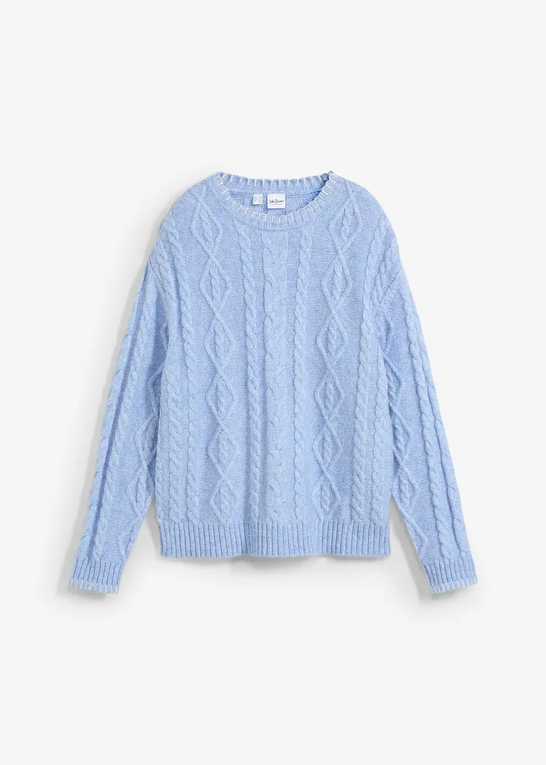 bonprix Pullover mit Zopfstrickmuster - blau - Damen