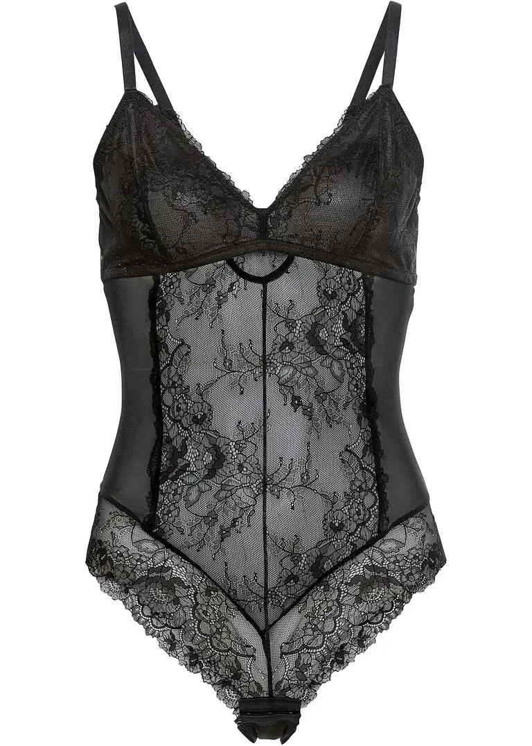 bonprix Reizender Body aus Spitze - schwarz - Damen