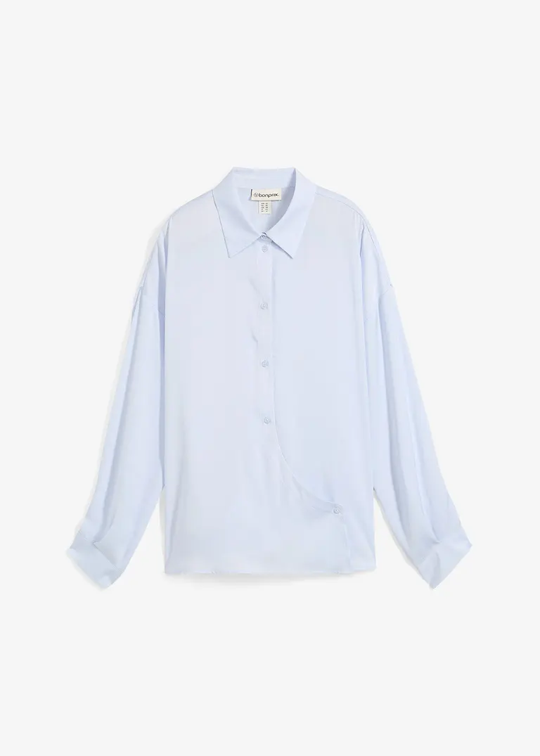 Bonprix Satin Bluse Mit Wickeleffekt - Blau - Damen