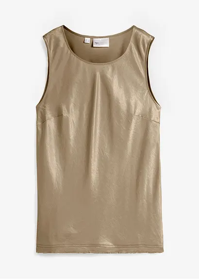 bonprix Satintop mit Fransenkante - beige - Damen