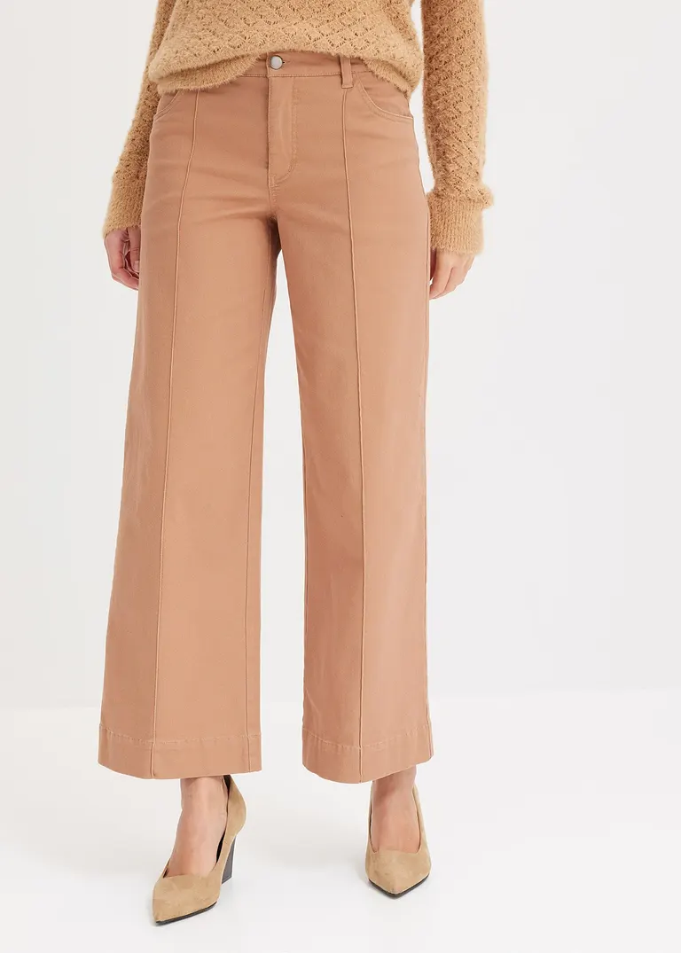 Bonprix Schicke Twillhose Mit Biese - Braun - Damen