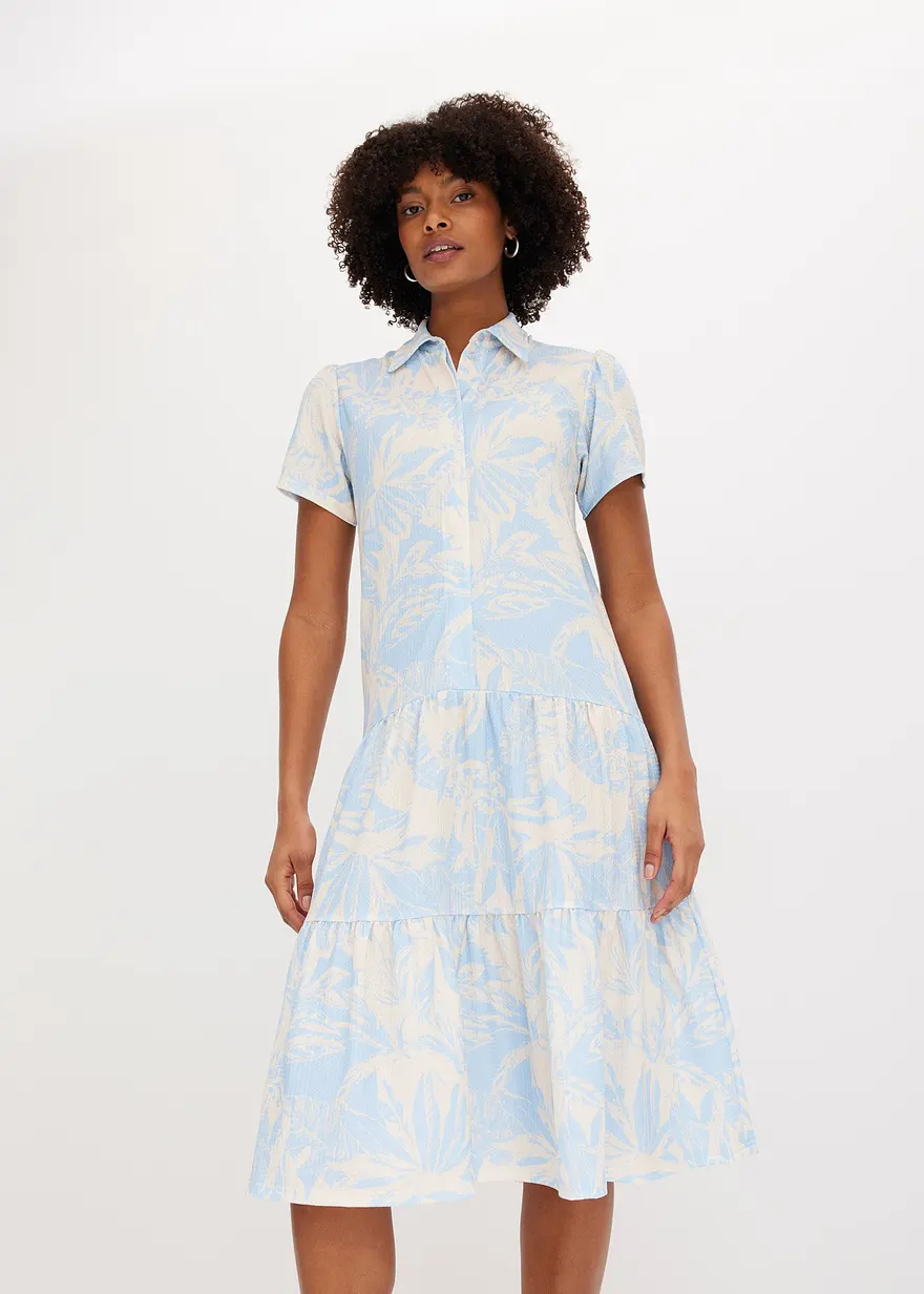 Bonprix Schickes Polo-Shirtkleid - Blau - Damen