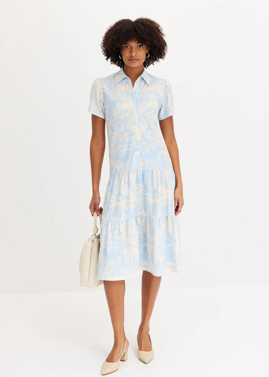 Bonprix Schickes Polo-Shirtkleid - Blau - Damen