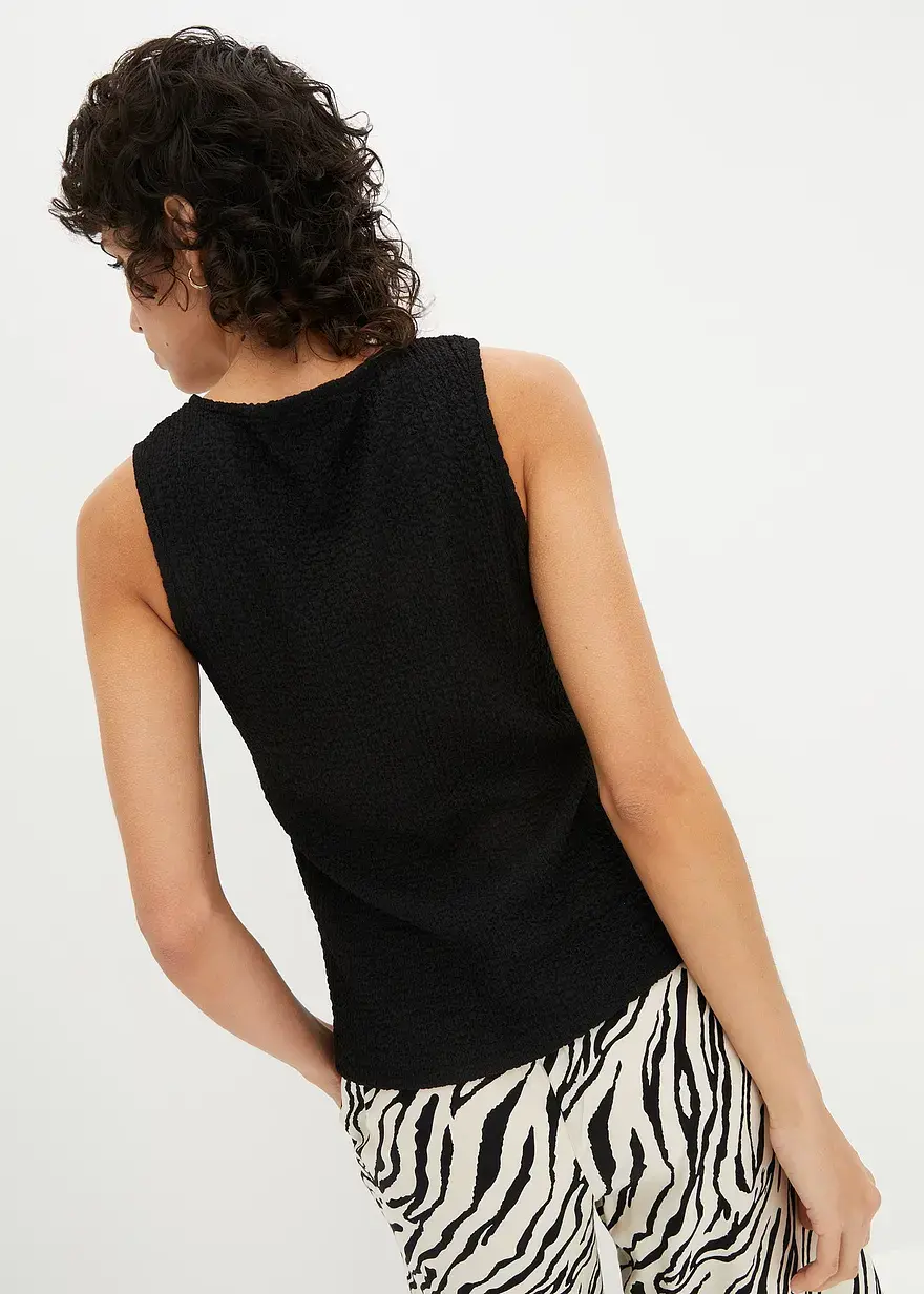 Bonprix Schickes Top Mit Raffung - Schwarz - Damen