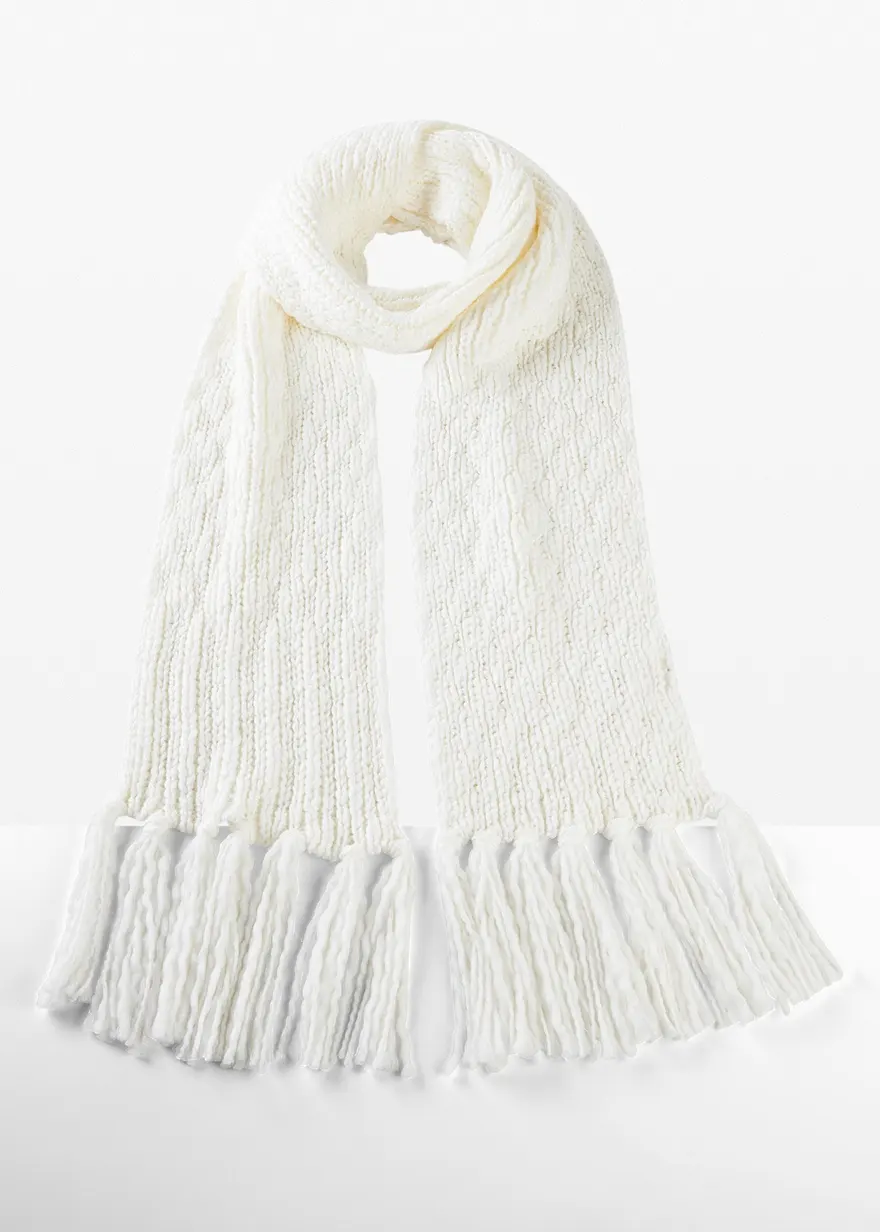 Bonprix Schlichter Schal Mit Fransen - Weiß - Damen