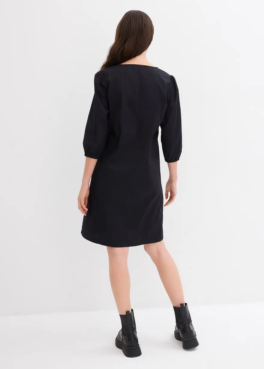 Bonprix Schlichtes Kleid Mit Raffung - Schwarz - Damen