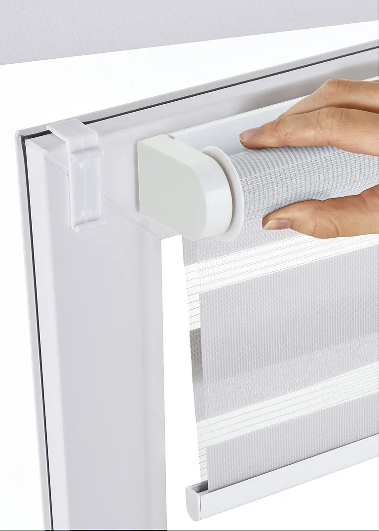 Bonprix Schnurloses Doppelrollo Klemmfix - Grau