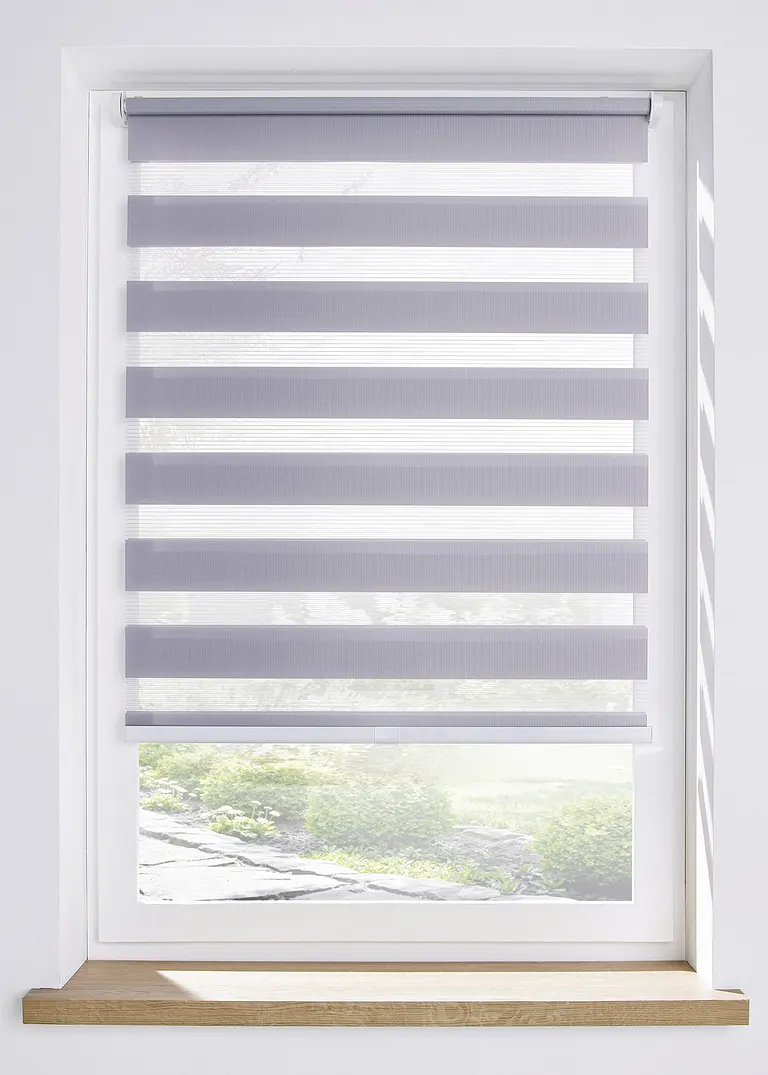 Bonprix Schnurloses Doppelrollo Klemmfix - Grau