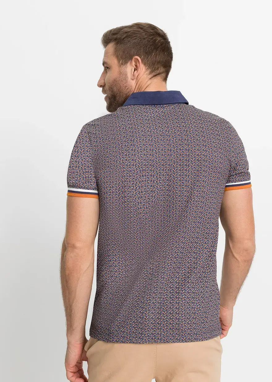 Bonprix Schön Gemustertes Poloshirt - Blau - Herren