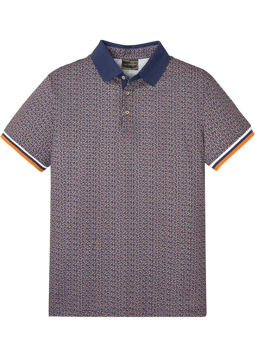 bonprix Schön gemustertes Poloshirt - blau - Herren