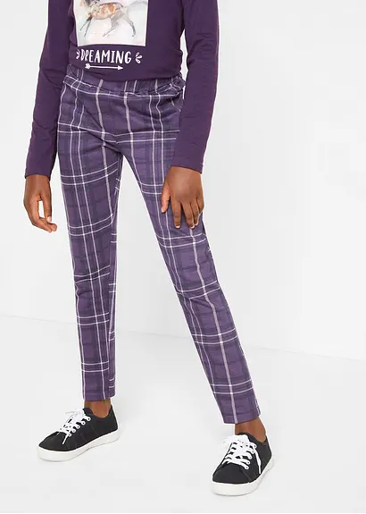Bonprix Schöne Leggings Mit Karomuster - Lila - Kinder