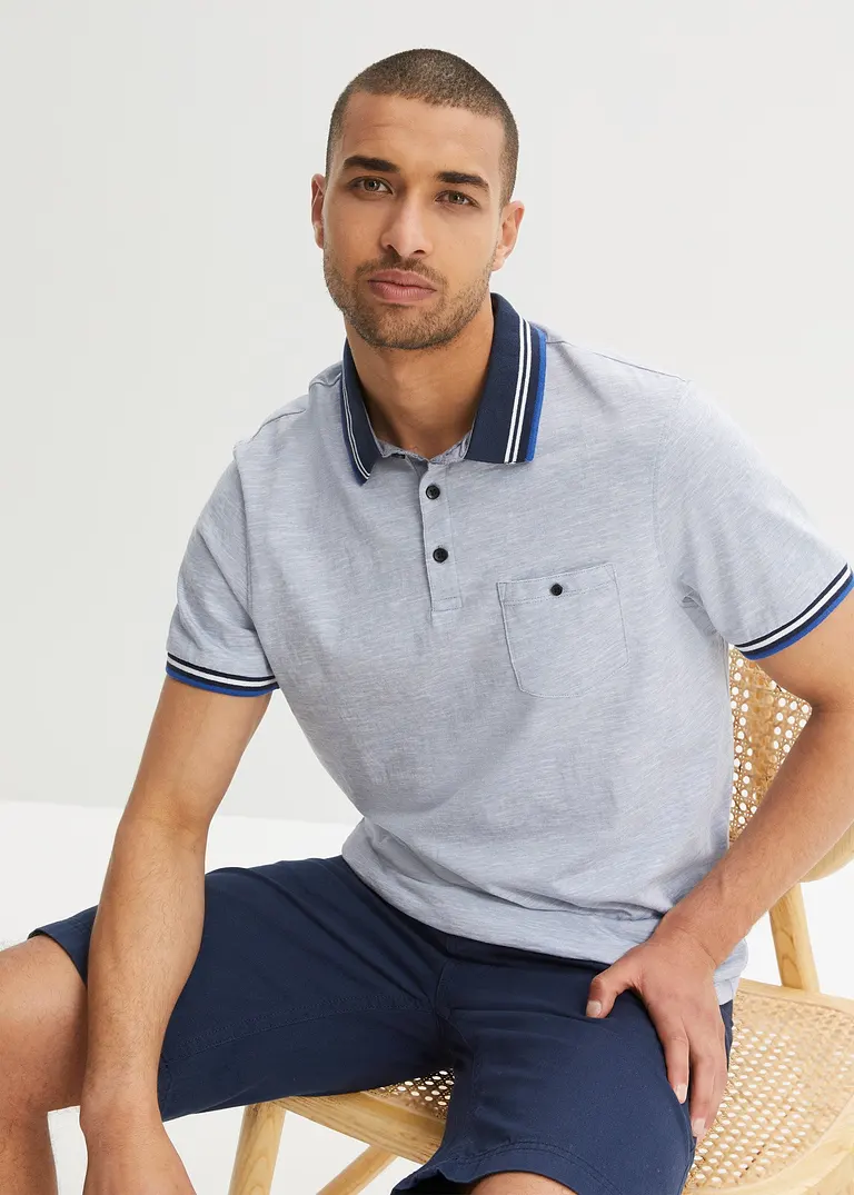 Bonprix Schönes Basic Poloshirt - Blau - Herren