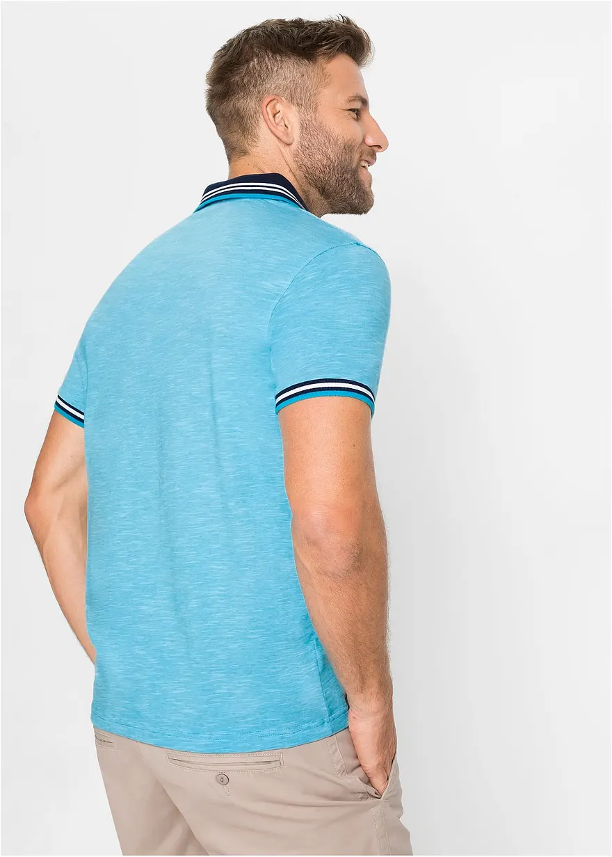 Bonprix Schönes Basic Poloshirt - Blau - Herren