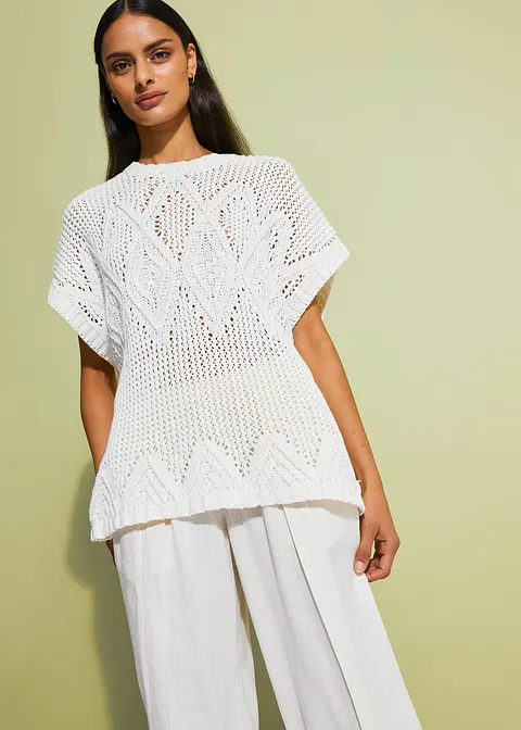 Bonprix Schönes Strick-Top - Weiß - Damen