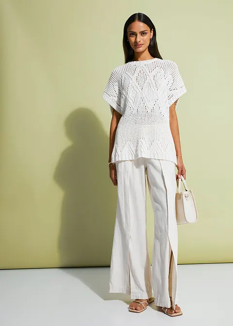 Bonprix Schönes Strick-Top - Weiß - Damen