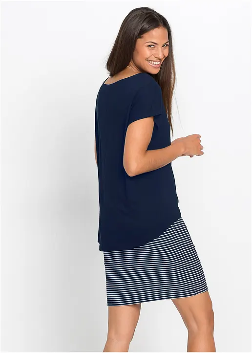 Bonprix Schönes Und Bequemes Shirtkleid - Blau - Damen