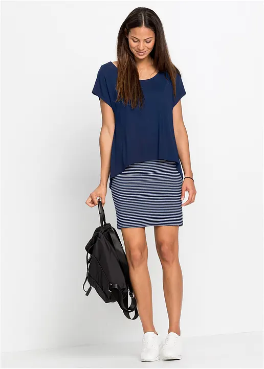 Bonprix Schönes Und Bequemes Shirtkleid - Blau - Damen
