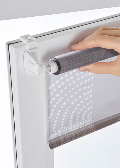 Bonprix Seitenzugrollo Mit Modernem Druck - Weiß