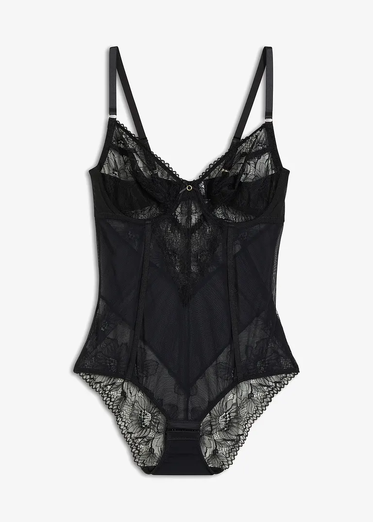 bonprix Sexy Body mit Spitze - schwarz Cup C - Damen