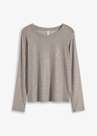 bonprix Shirt mit Glanzdruck - grau - Damen
