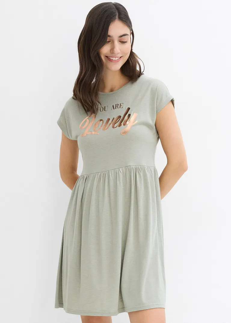 Bonprix Shirtkleid Mit Fledermausärmeln - Grün - Damen