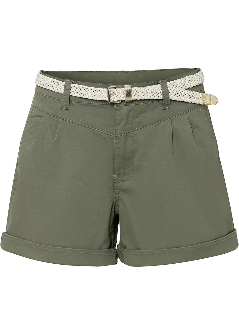 bonprix Shorts mit umgeschlagenem Saum - oliv - Damen