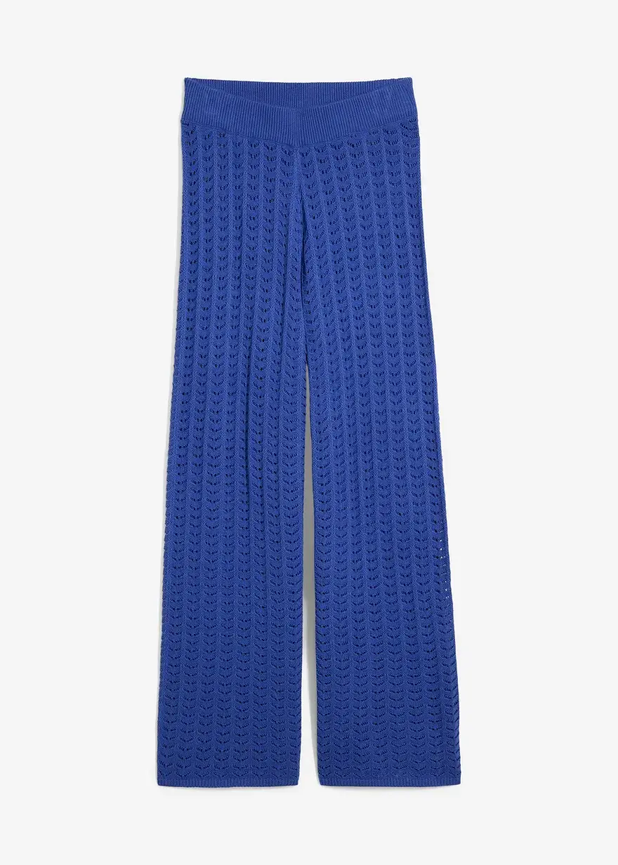 bonprix Sommerliche Wide Leg Strickhose - blau - Damen