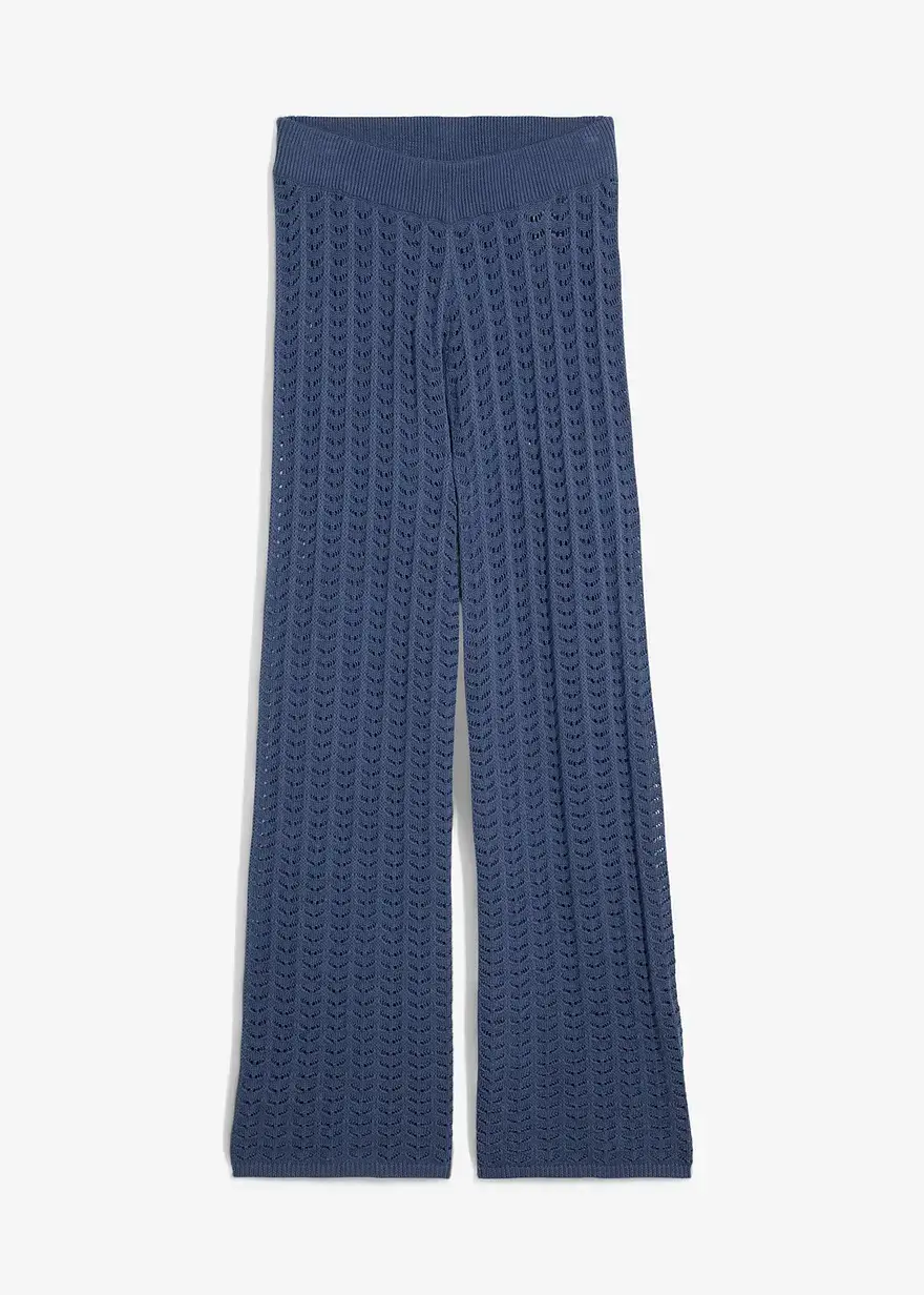 bonprix Sommerliche Wide Leg Strickhose - blau - Damen