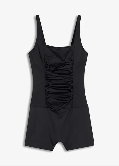 bonprix Sportiver Badeanzug mit Bein - schwarz - Damen