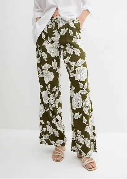 Bonprix Stilvolle Hose Mit Bindeband - Grün - Damen