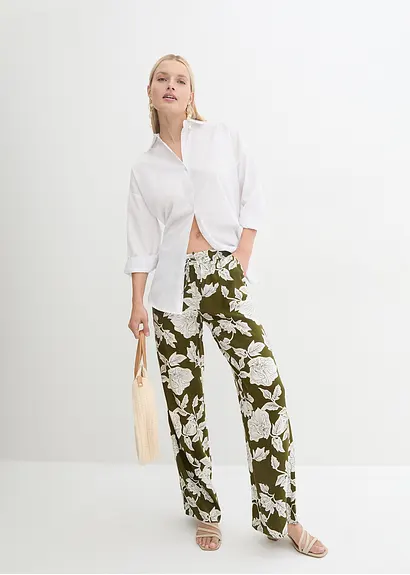 Bonprix Stilvolle Hose Mit Bindeband - Grün - Damen