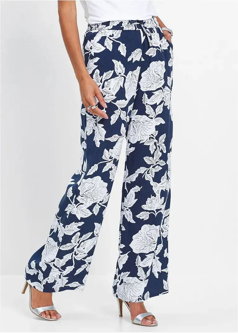 Bonprix Stilvolle Hose Mit Bindeband - Schwarz - Damen