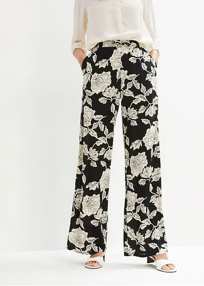 Bonprix Stilvolle Hose Mit Bindeband - Schwarz - Damen
