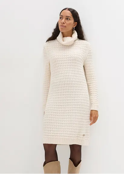Bonprix Strickkleid Mit Großem Kragen - Beige - Damen