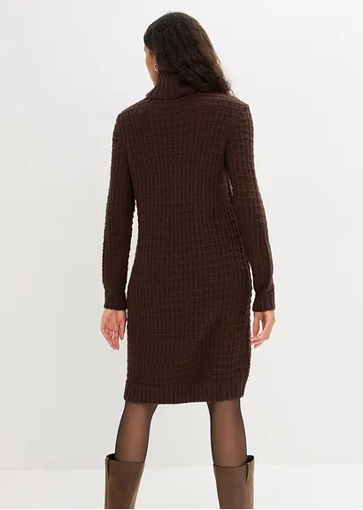 Bonprix Strickkleid Mit Großem Kragen - Braun - Damen