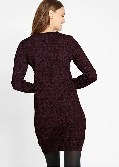 Bonprix Strickkleid Mit Lederdetails - Rot - Damen