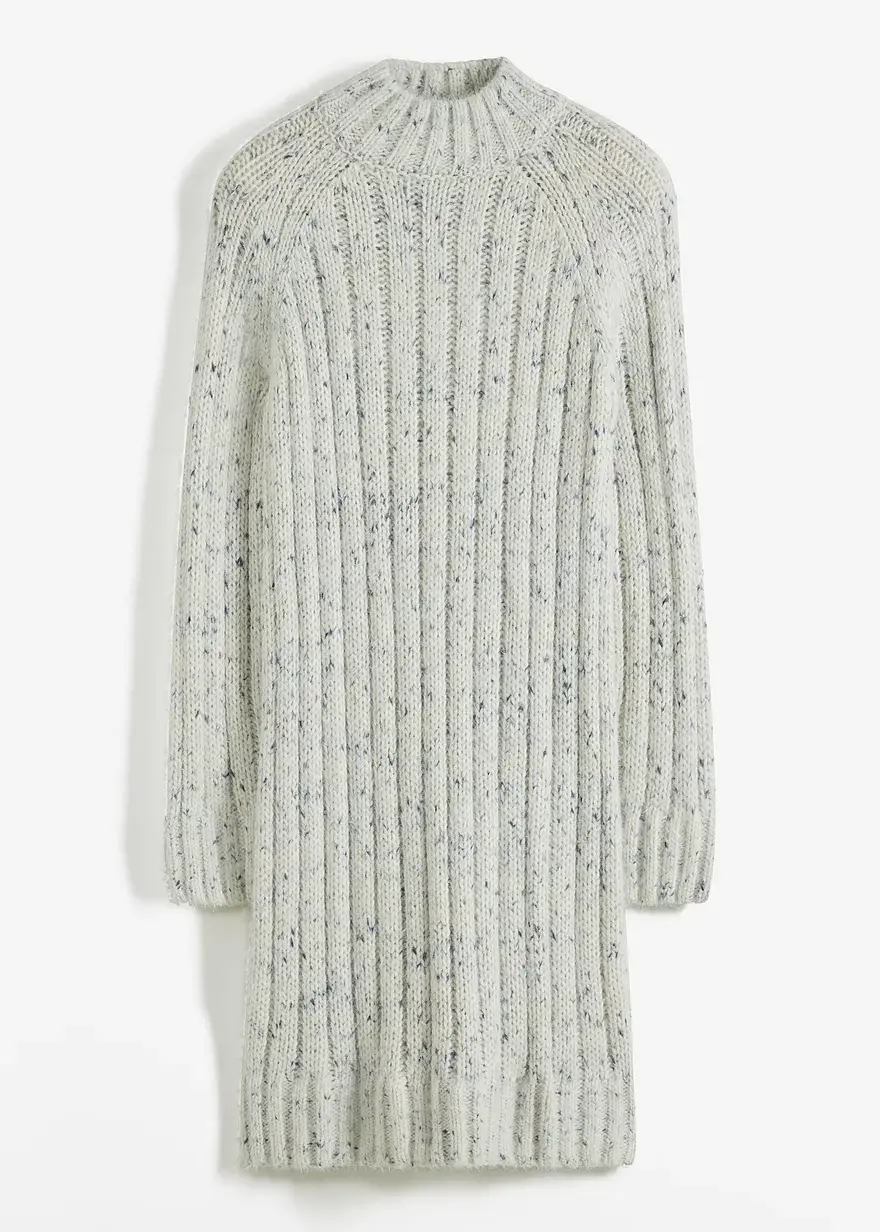bonprix Strickkleid mit Zopfmuster - blau - Damen