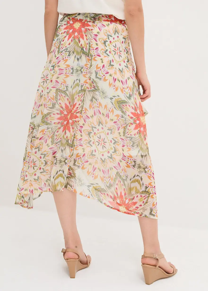 Bonprix Stufenrock Mit Blumenmuster - Weiß - Damen