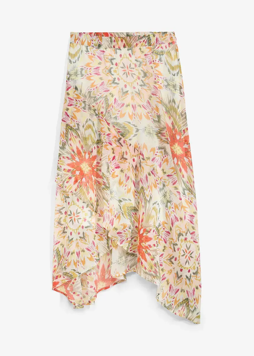 bonprix Stufenrock mit Blumenmuster - weiß - Damen