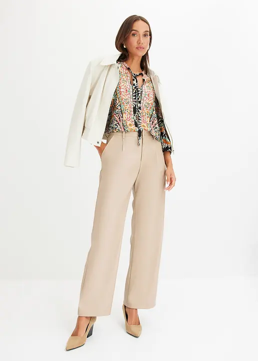 Bonprix Stylische Hose Mit Bundfalten - Braun - Damen
