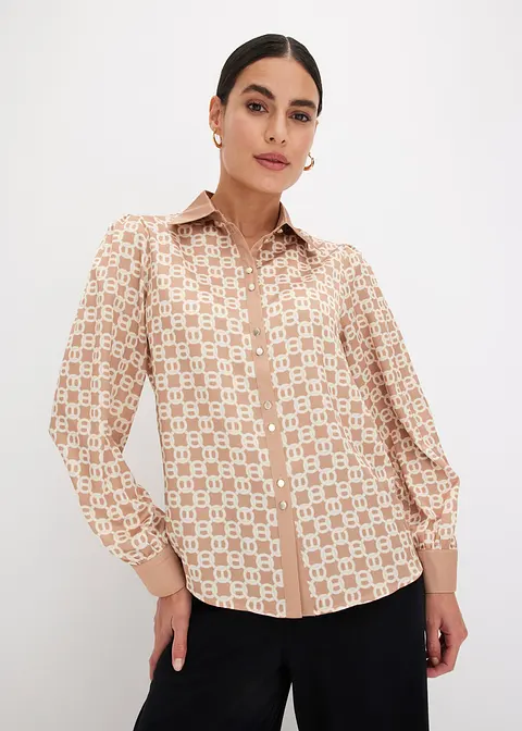 Bonprix Stylische Satinbluse - Braun - Damen