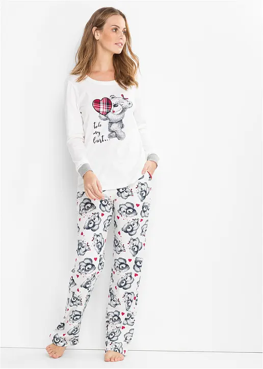 Bonprix Süßer Pyjama Mit Flanellapplikation - Damen