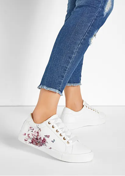 Bonprix Süßer Sneaker Mit Blumenprint - Weiß - Damen