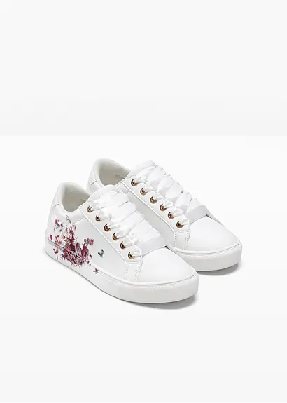 Bonprix Süßer Sneaker Mit Blumenprint - Weiß - Damen