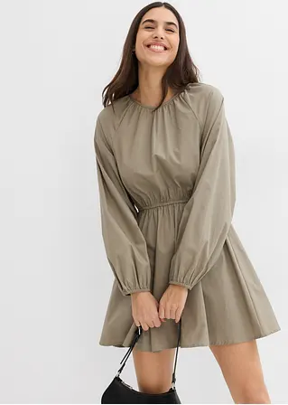 Bonprix Süßes Blusenkleid Aus Popeline - Grau - Damen