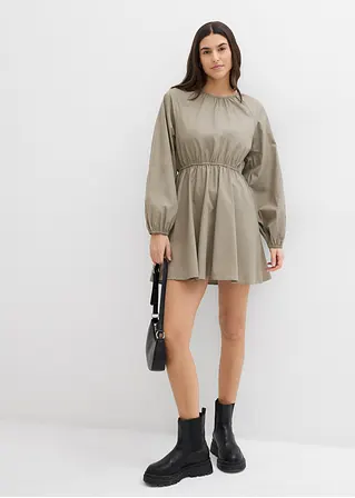 Bonprix Süßes Blusenkleid Aus Popeline - Grau - Damen