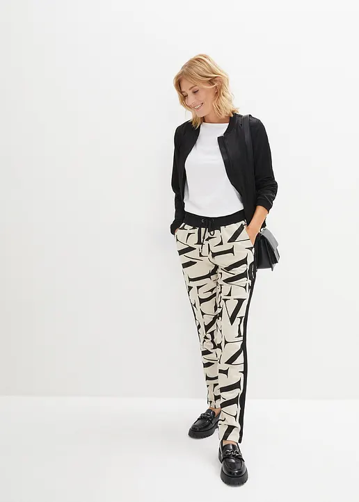 Bonprix Sweathose Mit Modischen Druck - Beige - Damen